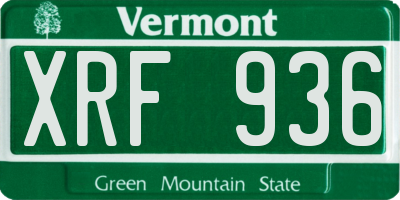 VT license plate XRF936