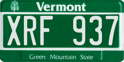VT license plate XRF937