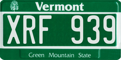 VT license plate XRF939