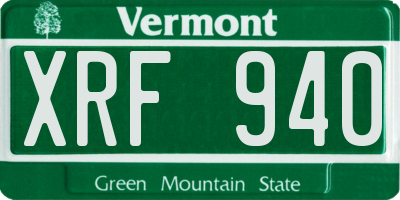 VT license plate XRF940