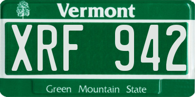 VT license plate XRF942