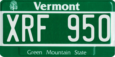 VT license plate XRF950