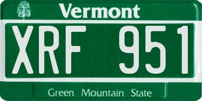 VT license plate XRF951