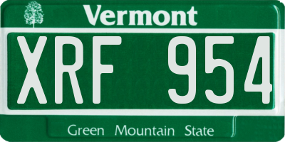 VT license plate XRF954
