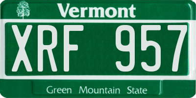 VT license plate XRF957