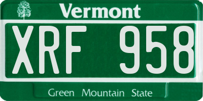 VT license plate XRF958