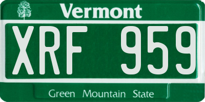 VT license plate XRF959