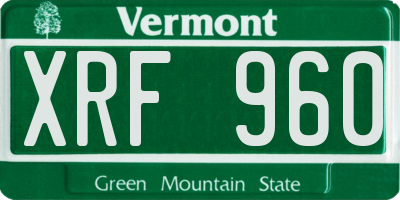 VT license plate XRF960