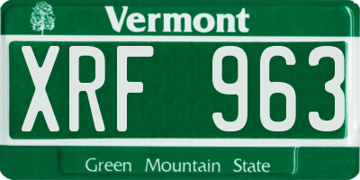 VT license plate XRF963
