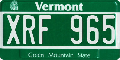 VT license plate XRF965