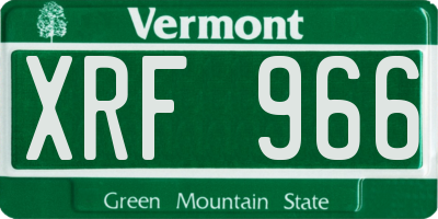 VT license plate XRF966