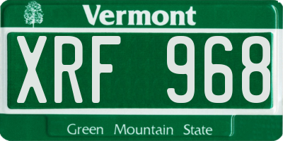 VT license plate XRF968