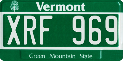 VT license plate XRF969