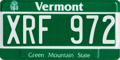 VT license plate XRF972
