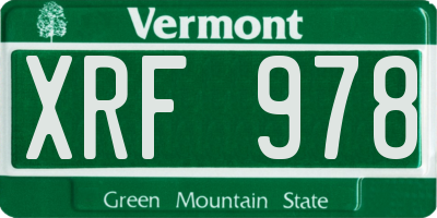 VT license plate XRF978