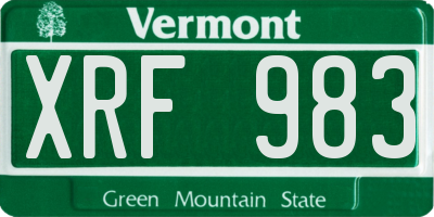 VT license plate XRF983