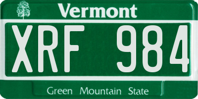 VT license plate XRF984