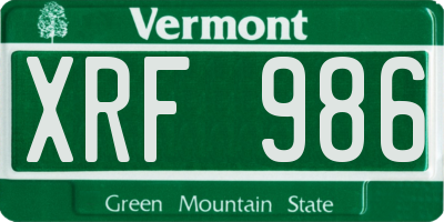 VT license plate XRF986