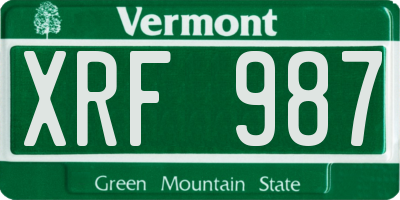 VT license plate XRF987