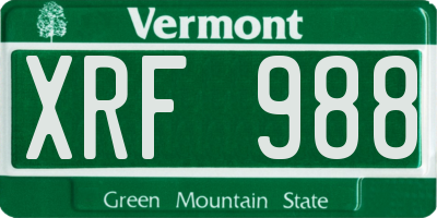 VT license plate XRF988