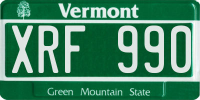 VT license plate XRF990