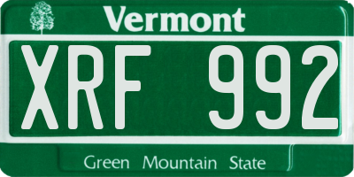 VT license plate XRF992