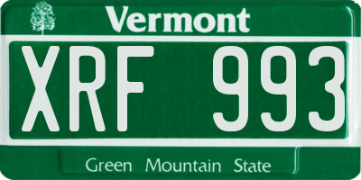 VT license plate XRF993