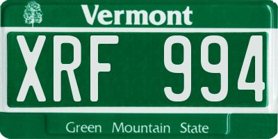 VT license plate XRF994