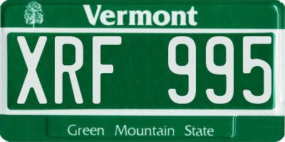 VT license plate XRF995