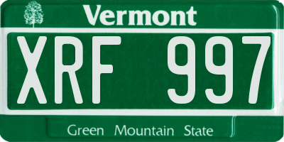 VT license plate XRF997