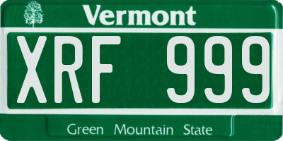 VT license plate XRF999