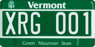 VT license plate XRG001