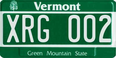 VT license plate XRG002