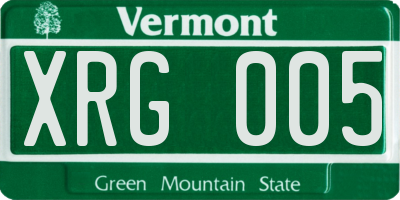 VT license plate XRG005