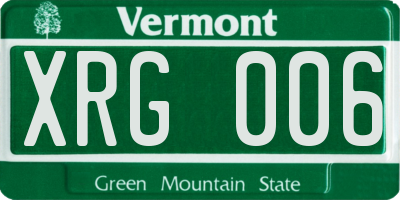VT license plate XRG006