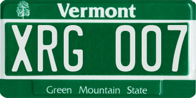 VT license plate XRG007