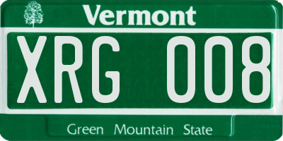 VT license plate XRG008