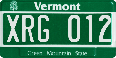VT license plate XRG012