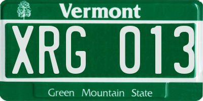 VT license plate XRG013
