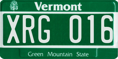 VT license plate XRG016