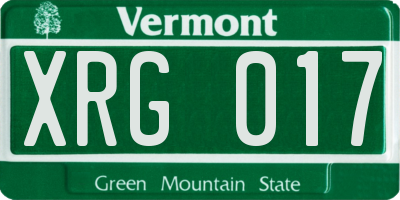 VT license plate XRG017