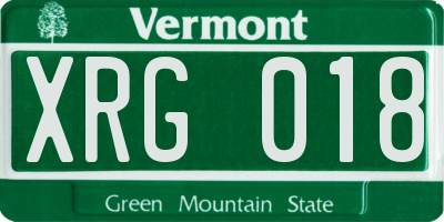 VT license plate XRG018