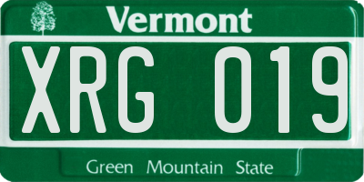 VT license plate XRG019
