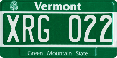 VT license plate XRG022