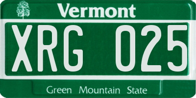 VT license plate XRG025