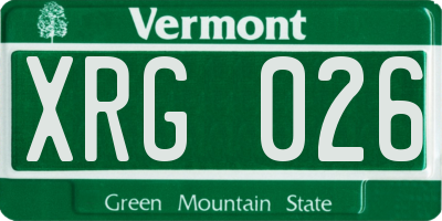 VT license plate XRG026