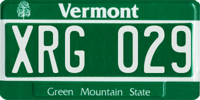 VT license plate XRG029