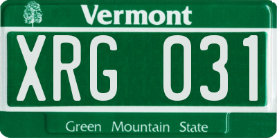 VT license plate XRG031