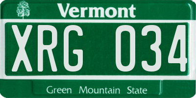 VT license plate XRG034