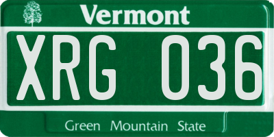 VT license plate XRG036